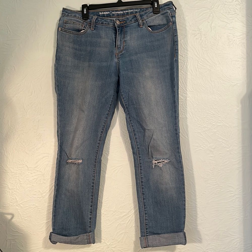 Old Navy Boyfriend Medium Wash Jeans with Distressing